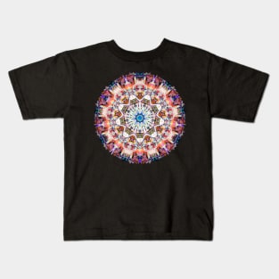 Gentle Pink Rose Window Mandala Kids T-Shirt